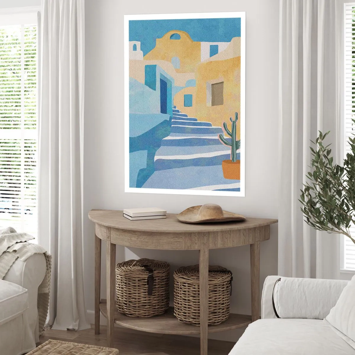 Affiche - Poster - Architecture méditerranéenne aux couleurs pastel - 50x70cm - Une journée dans une ville arabe - Décoration murale moderne pour le salon et la chambre ARTTOR