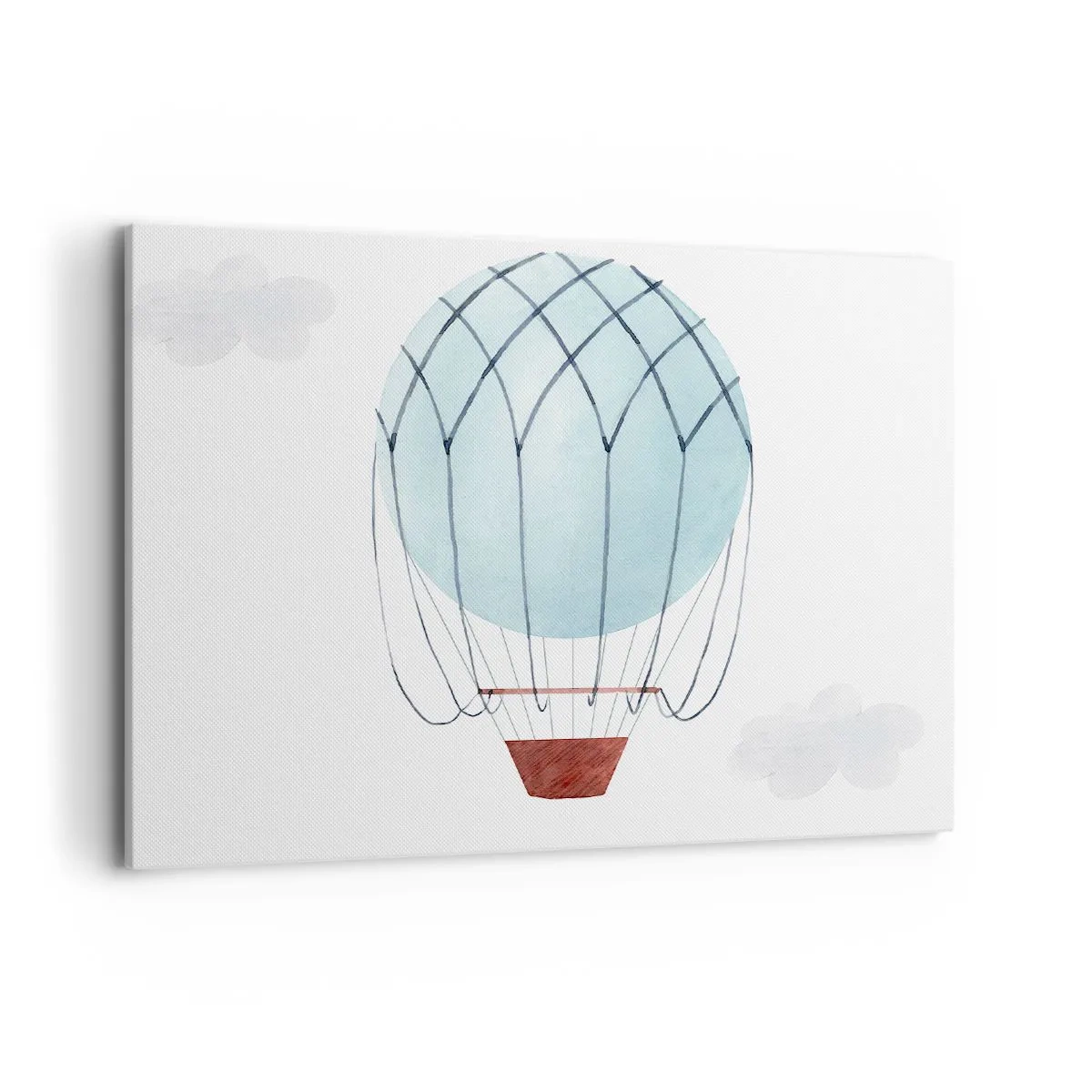 Impression sur toile - Image sur toile - Un ballon peint à la main sur fond de nuages délicats. - 100x70cm - Entièrement dans les nuages - Décoration murale moderne pour le salon et la chambre ARTTOR