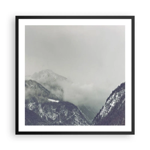 Affiche dans un cadre noir - Poster - Vallée brumeuse - 60x60 cm
