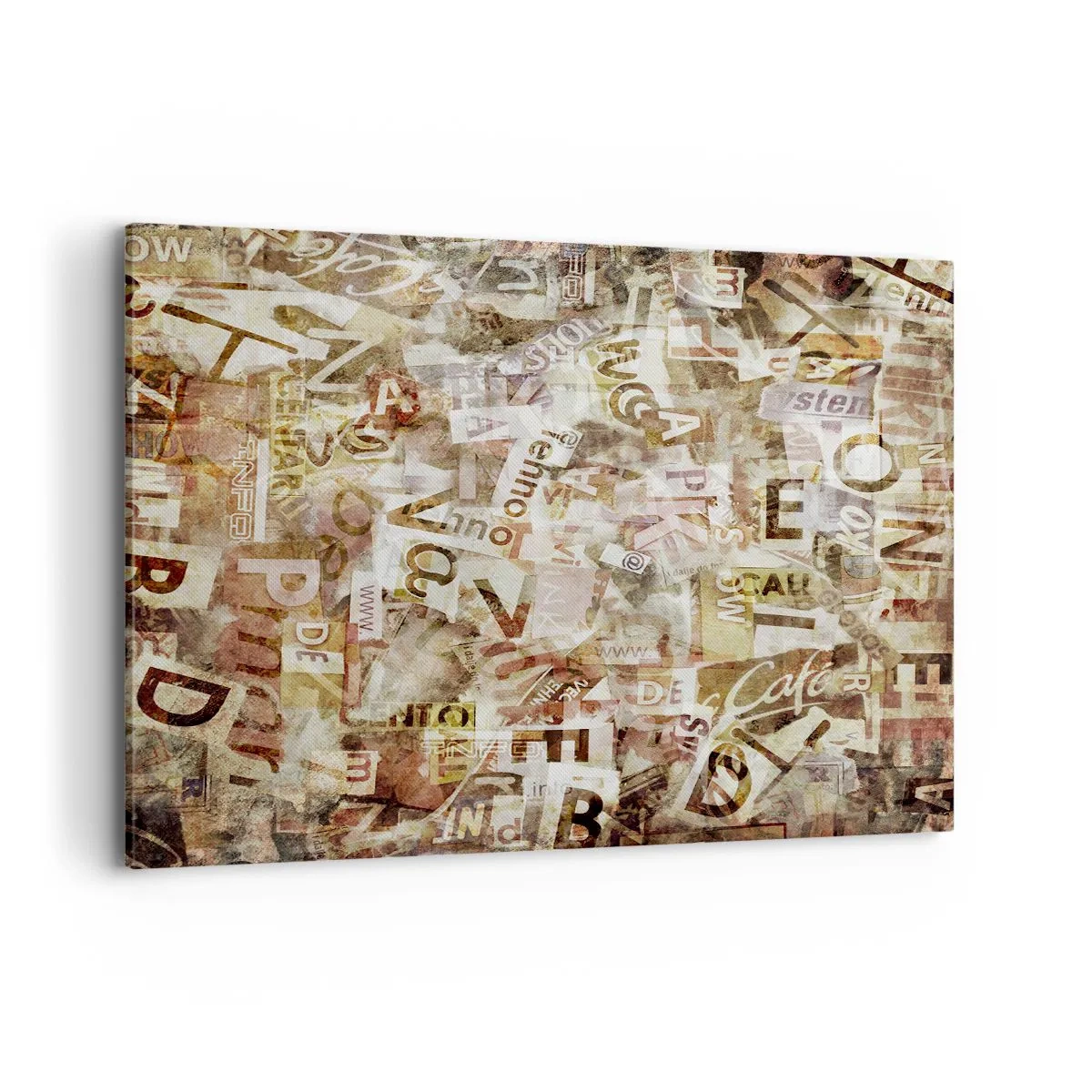 Impression sur toile - Image sur toile - Composition abstraite avec lettres et fragments de texte - 100x70cm - J'unifie le bavardage - Décoration murale moderne pour le salon et la chambre ARTTOR