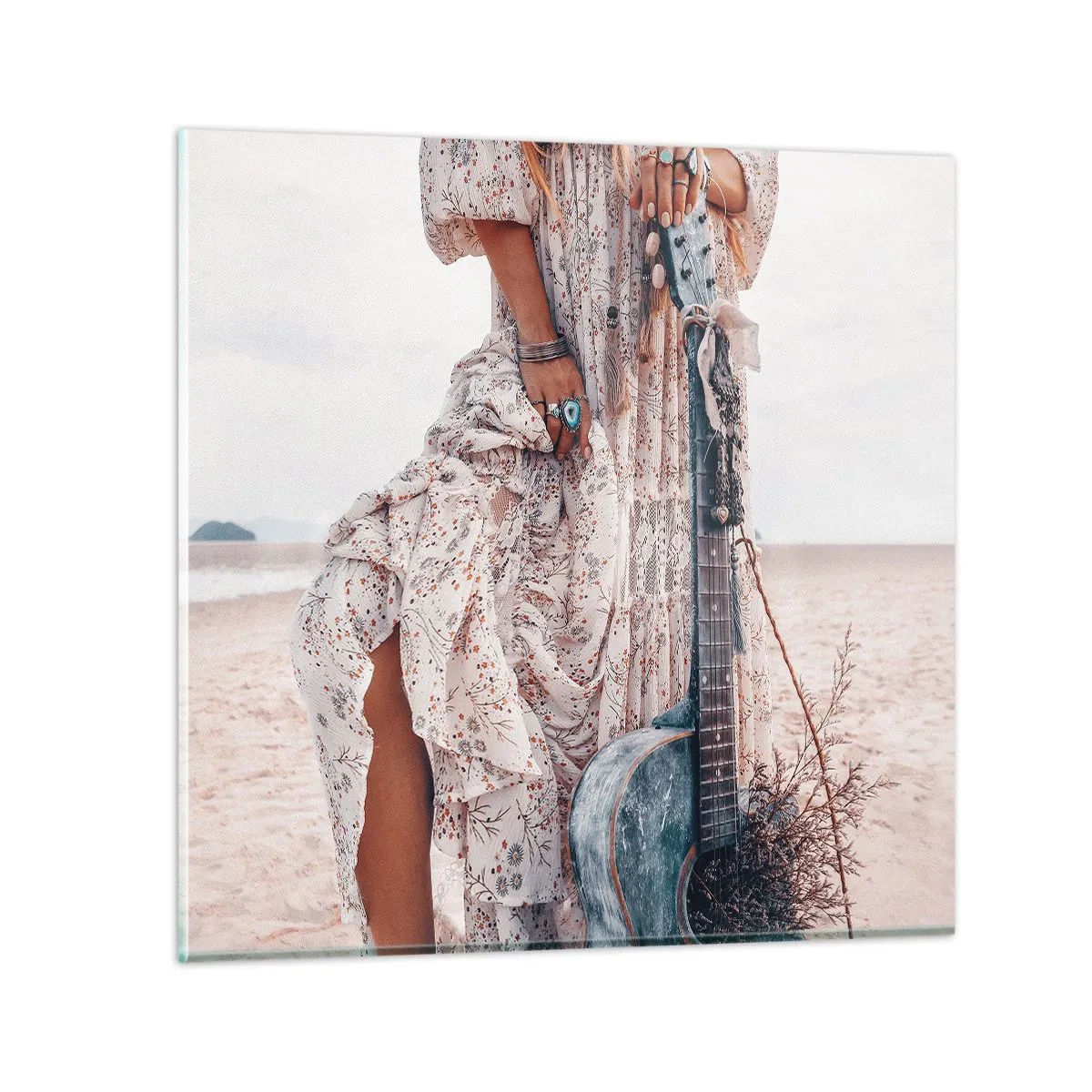 Impression sur verre - Image sur verre - Enfant de fleur en route - 60x60 cm