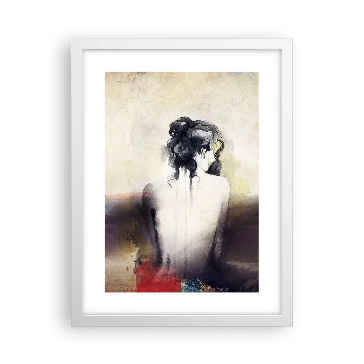 Affiche dans un cadre blanc - Poster - Lignes lisses, formes ovales - 30x40 cm