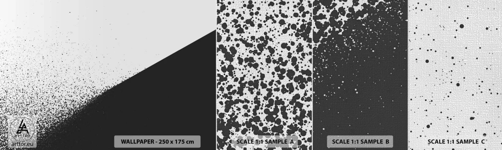 Échantillon de Papier Peint Premium Canvas - De plus en plus vite, de plus en plus - Abstraction, Graphique, Noir et blanc - 100x30 cm