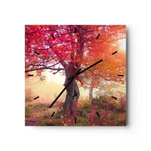 Horloge murale - Pendule murale - Paysage d'automne avec des arbres aux couleurs intenses - 30x30cm - Frénésie de floraison - Décoration murale moderne pour le salon et la chambre ARTTOR