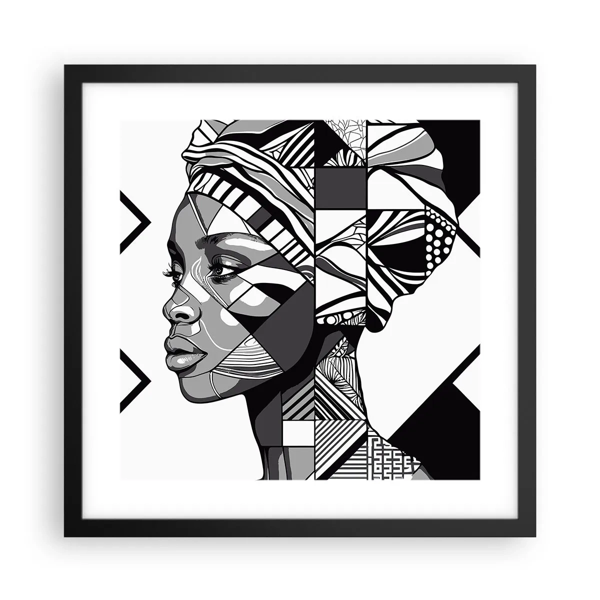 Affiche dans un cadre noir - Poster - Portrait ethnique - 40x40 cm