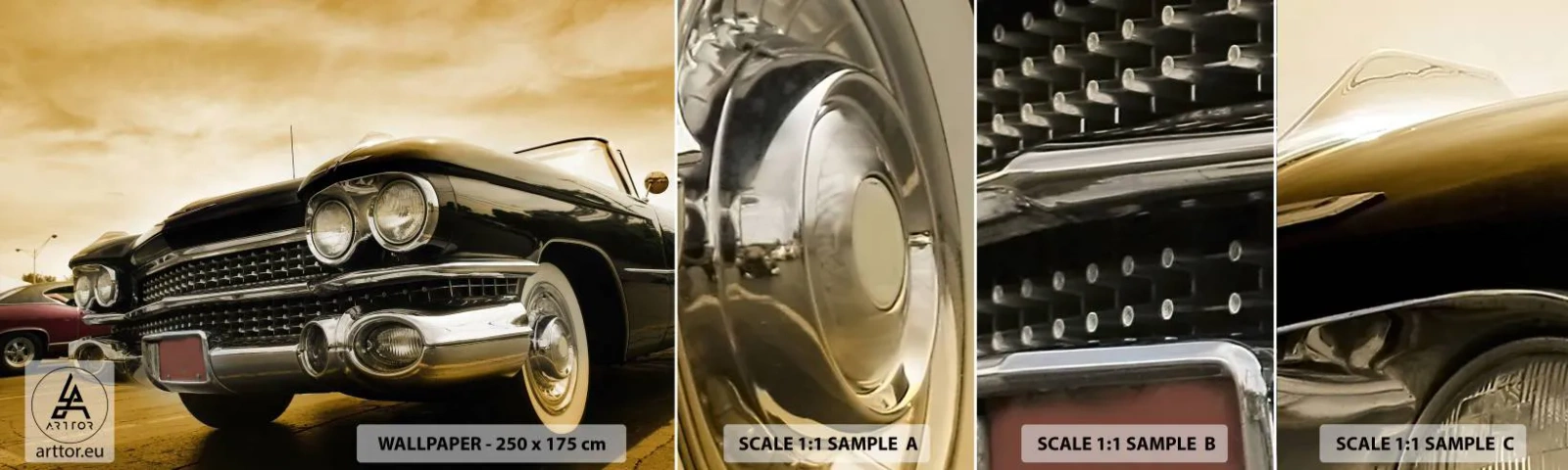 Échantillon De Papier Peint Standard Eco - Les classiques ne passent jamais - Voiture, Automobile, Rétro - 100x30 cm