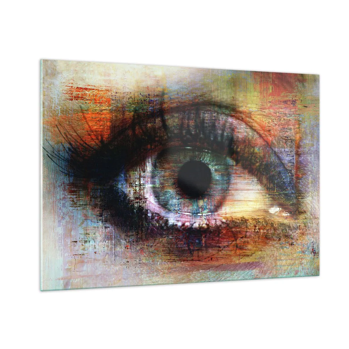 Impression sur verre - Image sur verre - Un œil abstrait aux nuances intenses et multicolores - 100x70cm - Vous pouvez jeter un coup d'œil dans l'âme - Décoration murale moderne pour le salon et la chambre ARTTOR