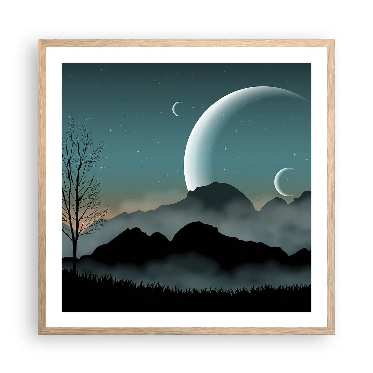 Affiche dans un chêne clair - Poster - Carnaval de la nuit étoilée - 60x60 cm