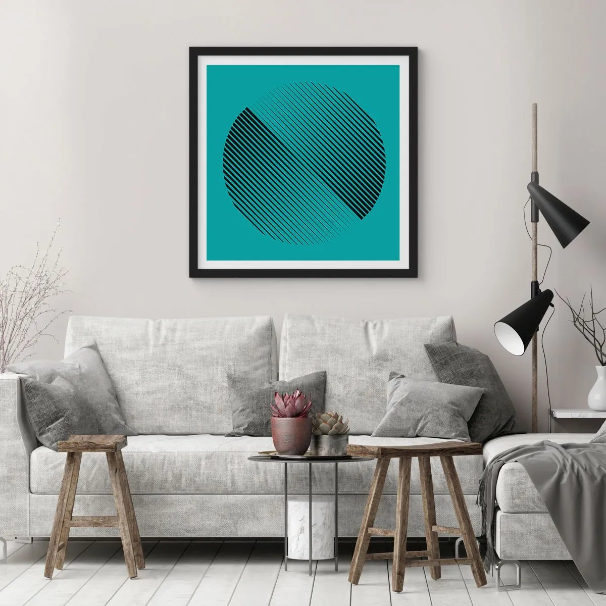 Affiche dans un cadre noir - Poster - Cercle – une variation géométrique - 30x30 cm