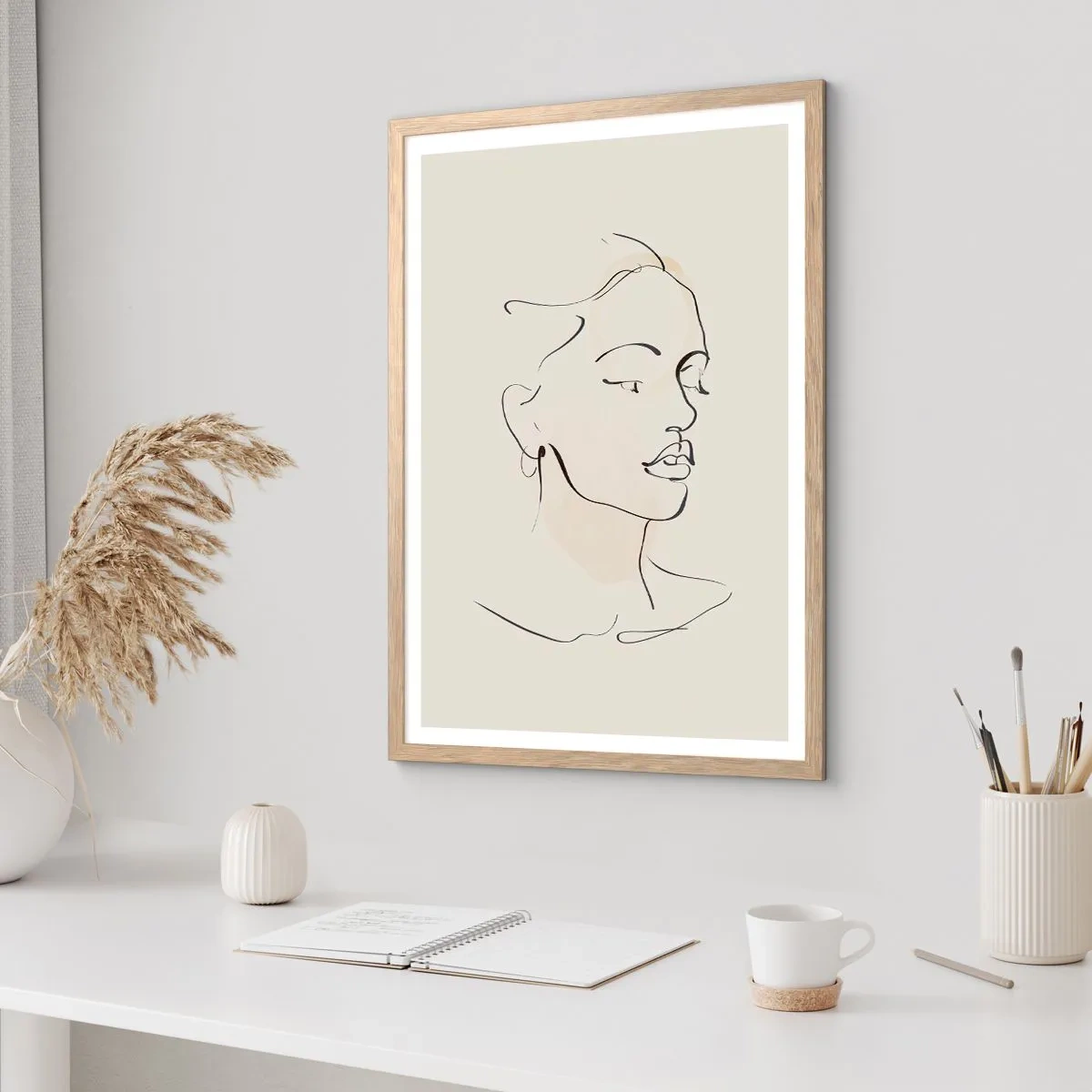 Affiche dans un chêne clair - Poster - Une ligne certaine - 40x50 cm