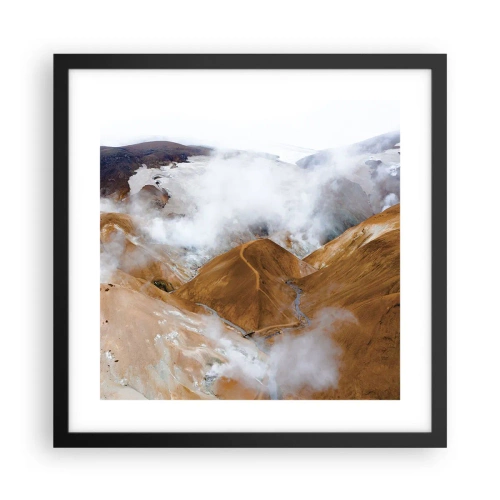 Affiche dans un cadre noir - Poster - Le charme brut de l'Islande - 40x40 cm
