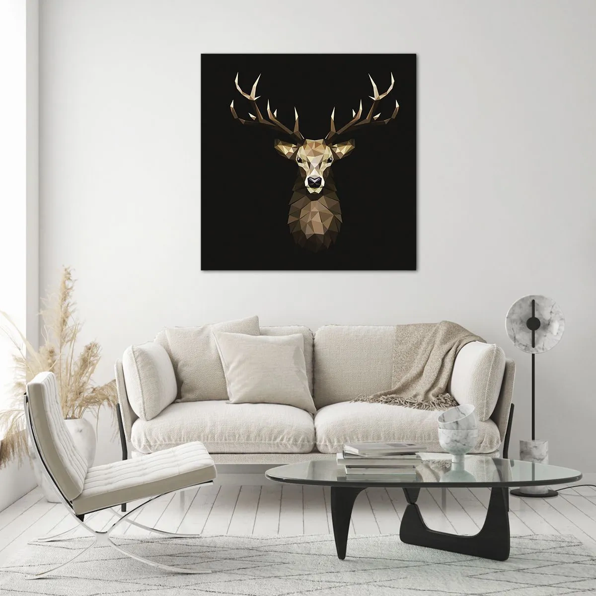 Impression sur verre - Image sur verre - Cerf cubique - 40x40 cm