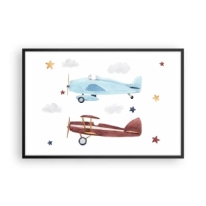 Affiche dans un cadre noir - Poster - Monsieur le pilote, nous vous attendons ! - 91x61 cm