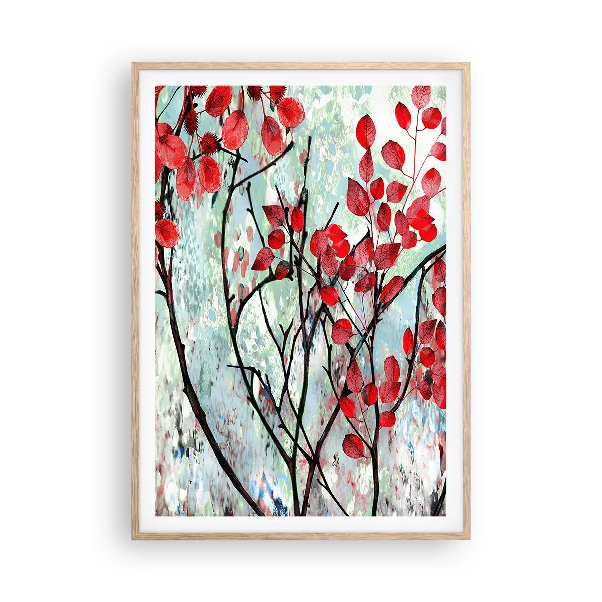 Affiche dans un chêne clair - Poster - Arbre en écarlate - 70x100 cm
