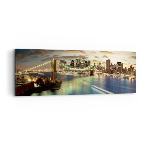 Impression sur toile - Image sur toile - Une soirée lumineuse sur Manhattan - 90x30 cm