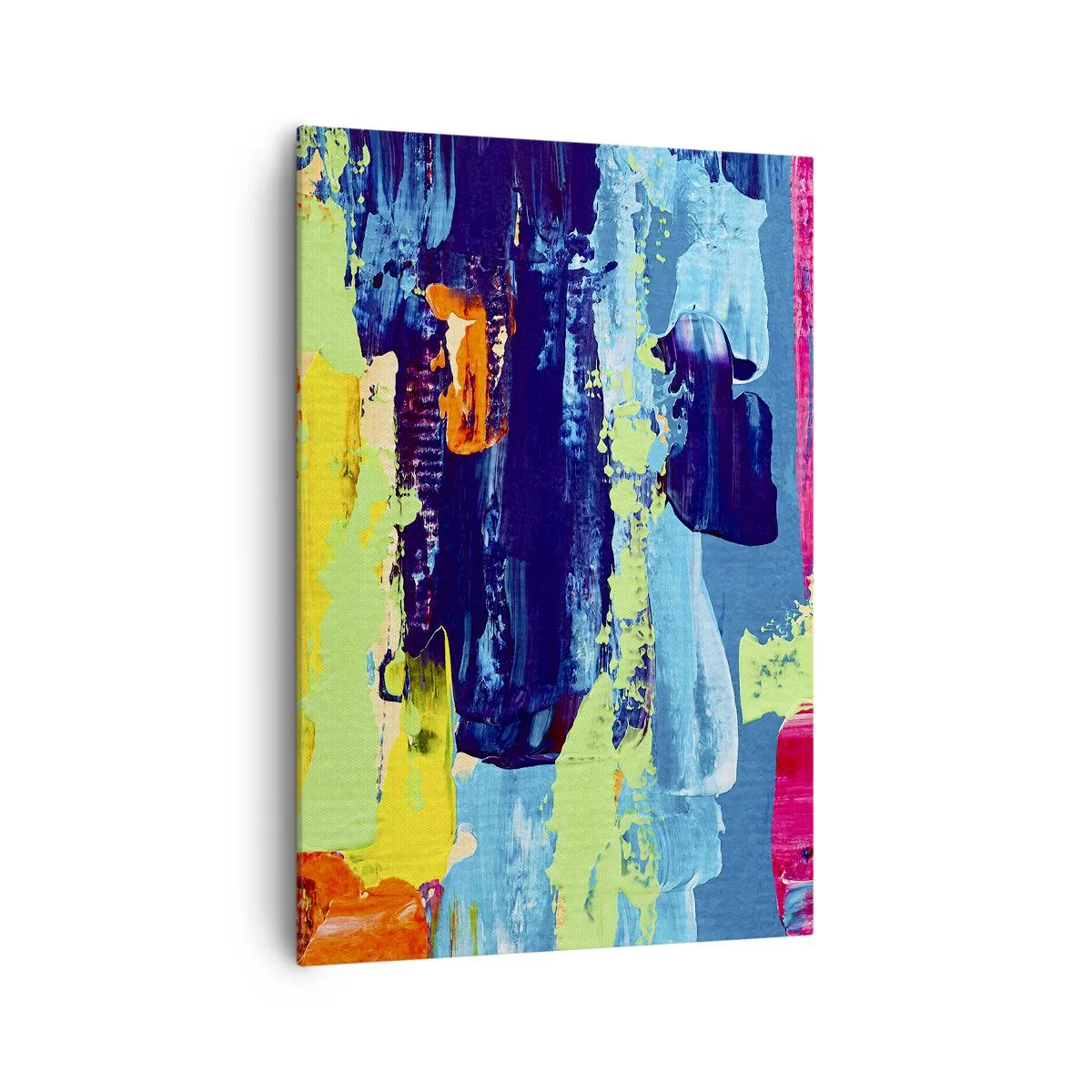 Impression sur toile - Image sur toile - Composition abstraite de couleurs sous une forme dynamique - 70x100cm - La vie est belle! - Décoration murale moderne pour le salon et la chambre ARTTOR