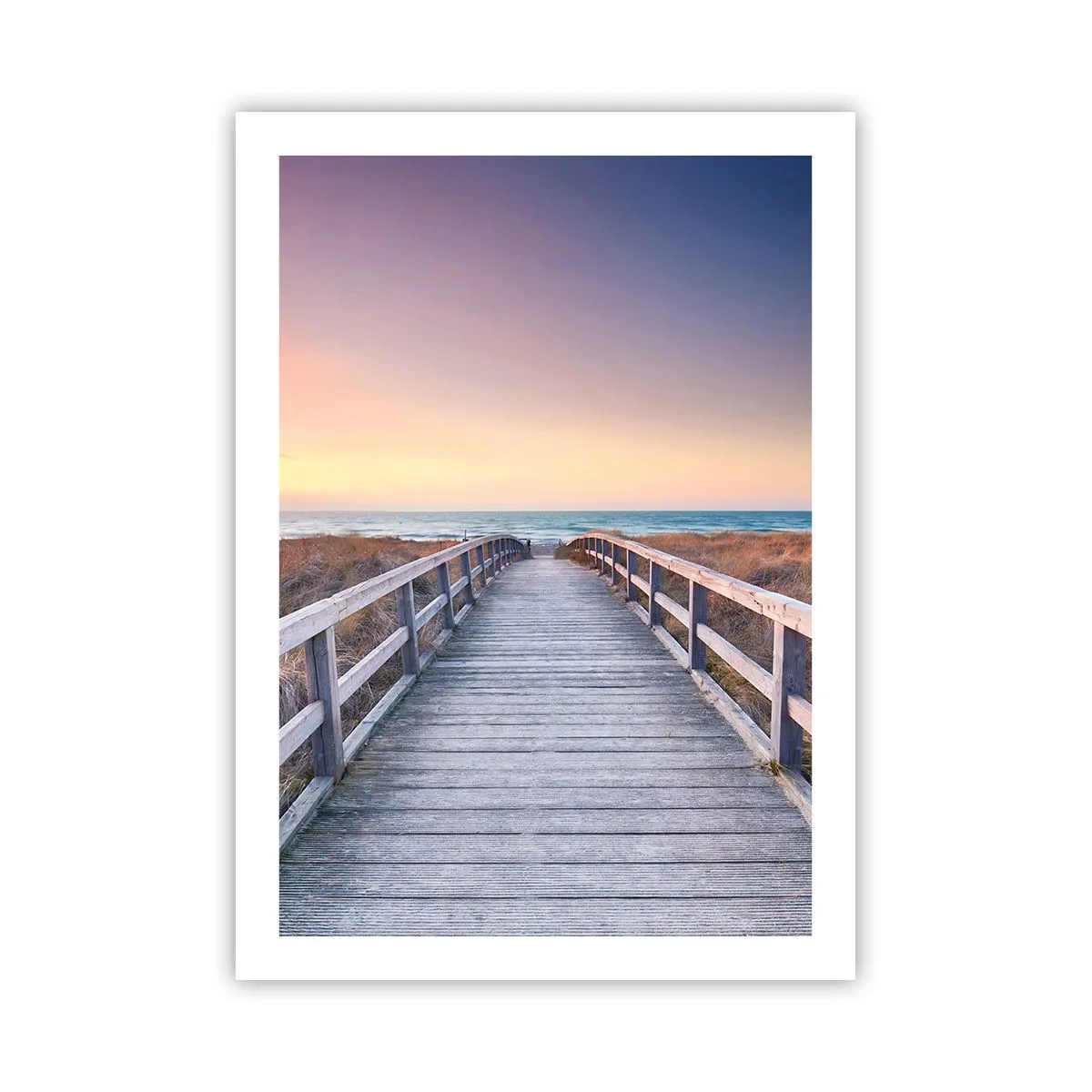 Affiche - Poster - Une jetée en bois menant à la mer au coucher du soleil - 50x70cm - Aurore baltique du soir - Décoration murale moderne pour le salon et la chambre ARTTOR