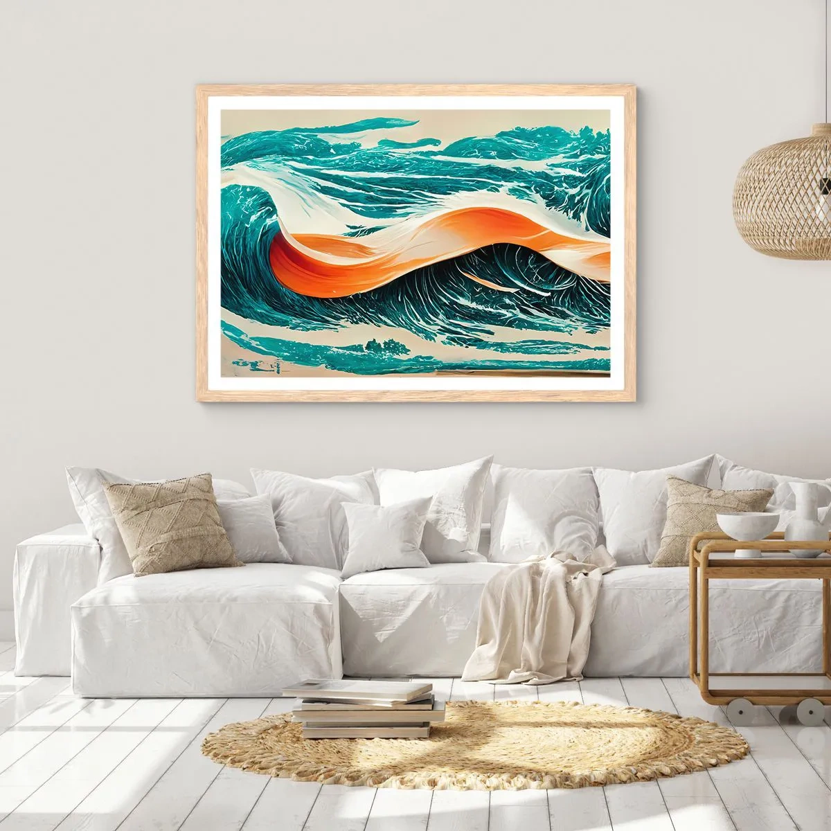 Affiche dans un chêne clair - Poster - Le rêve d'un surfeur - 50x40 cm