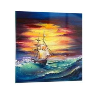 Impression sur verre - Image sur verre - Courageusement sous les vagues - 30x30 cm
