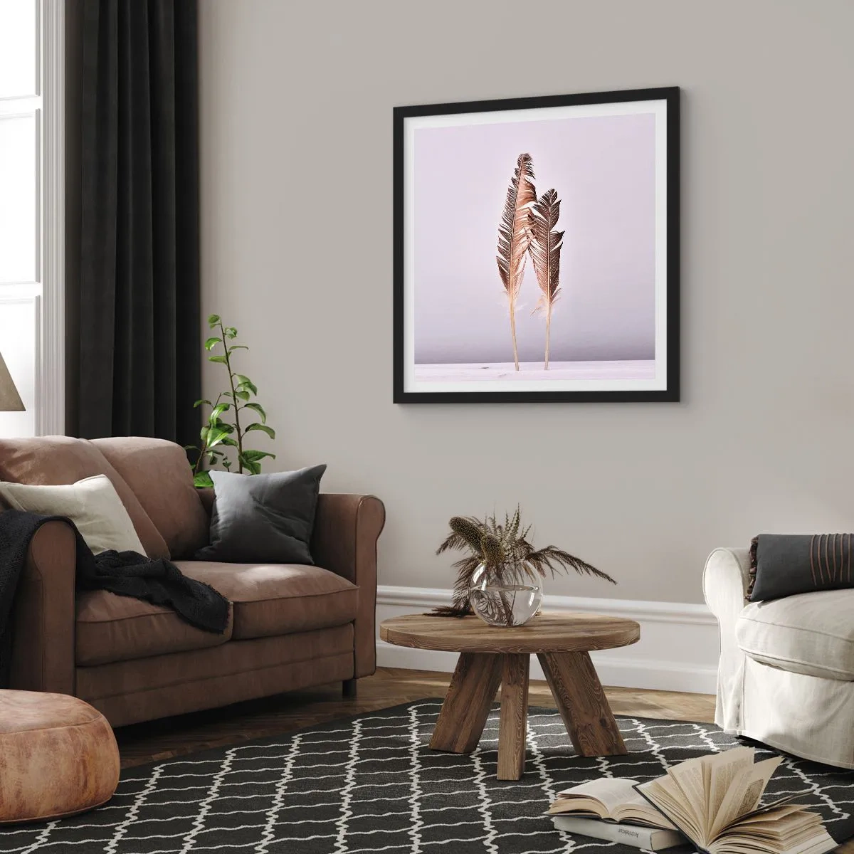 Affiche dans un cadre noir - Poster - Face au néant - 60x60 cm