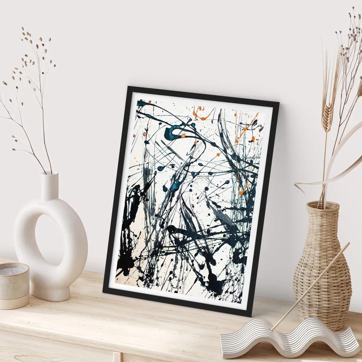 Affiche dans un cadre noir - Poster - Abstraction expressionniste - 30x40 cm