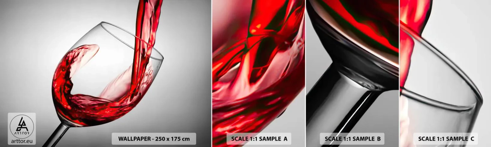 Échantillon De Papier Peint Standard Eco - Nuance - mouvement - son - Verre de vin, Vin rouge, La gastronomie - 100x30 cm