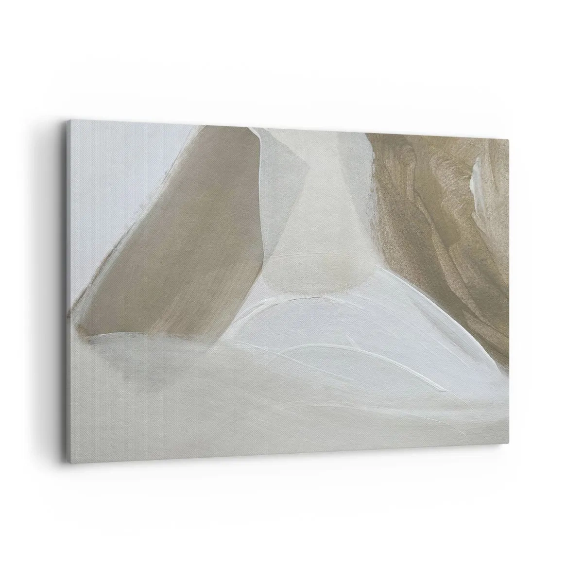 Impression sur toile - Image sur toile - Abstraction délicate dans les tons beige et blanc - 100x70cm - Une vague de blanc - Décoration murale moderne pour le salon et la chambre ARTTOR