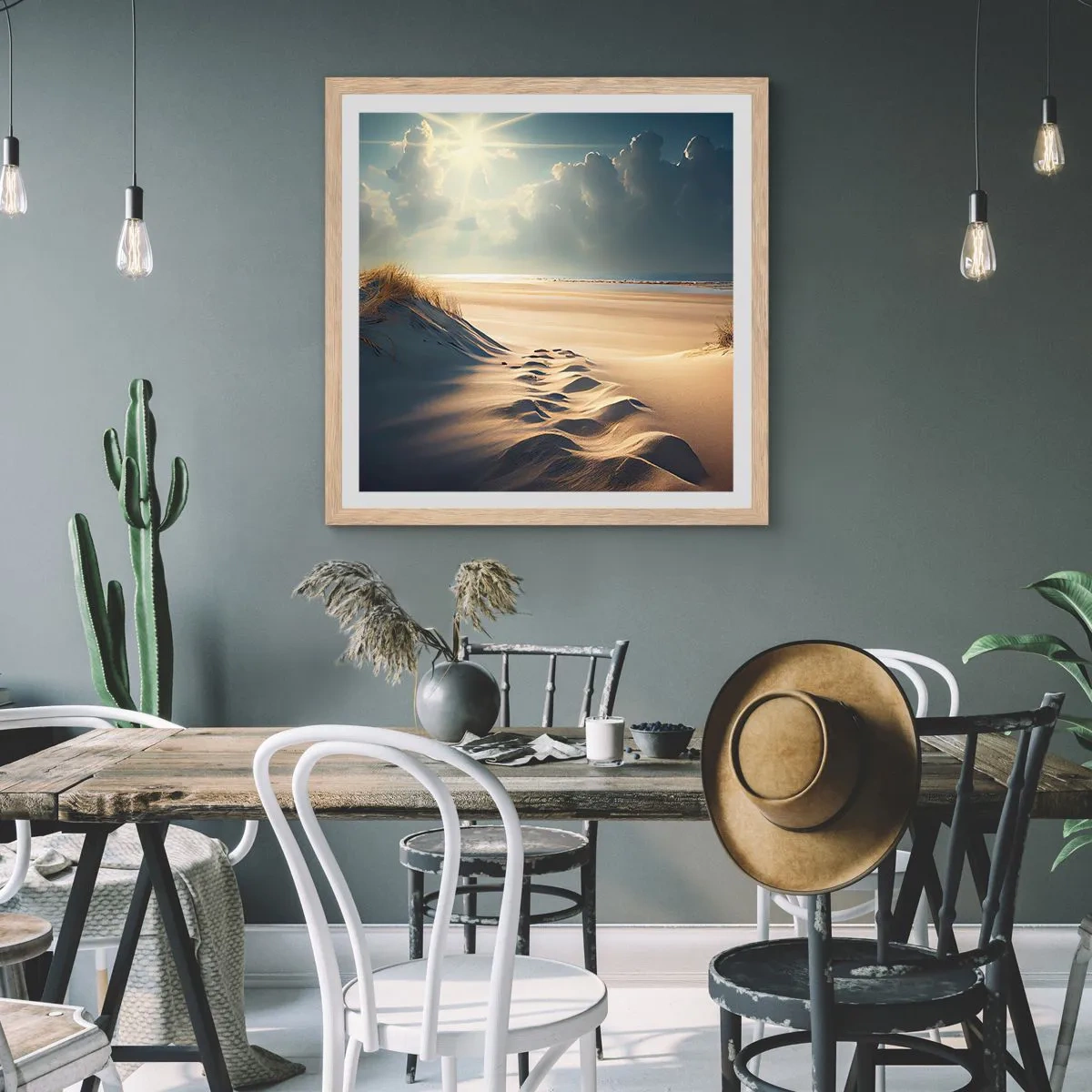 Affiche dans un chêne clair - Poster - Un paysage apaisant - 50x50 cm