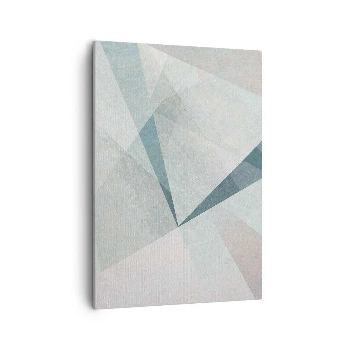 Impression sur toile - Image sur toile - Formes géométriques dans des tons pastel de bleu et de gris - 50x70cm - Calme bien que dynamique - Décoration murale moderne pour le salon et la chambre ARTTOR