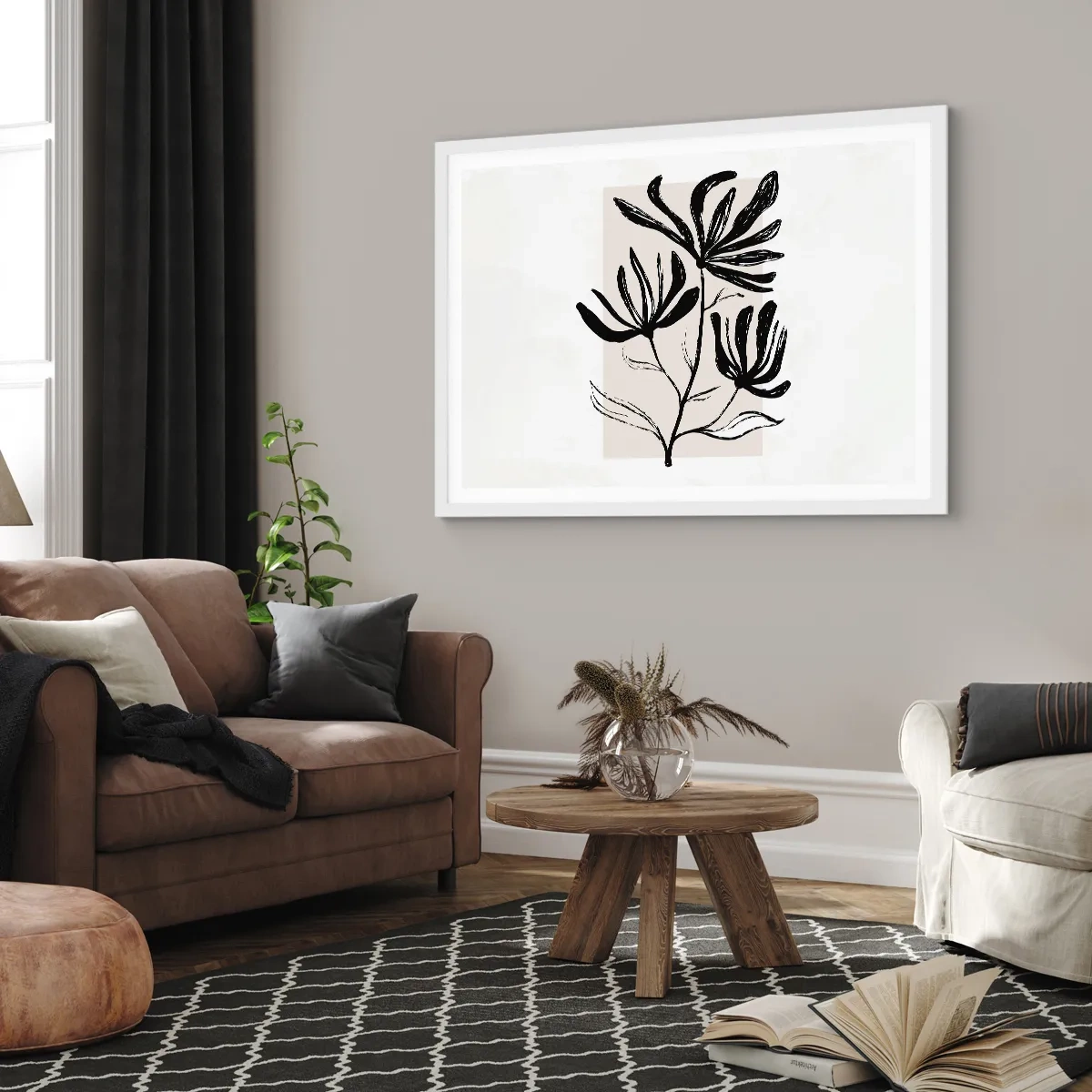 Affiche dans un cadre blanc - Poster - Esquisse pour l'herbier - 70x50 cm