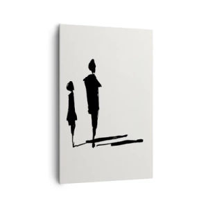 Impression sur toile - Image sur toile - Silhouettes de deux personnes en noir sur fond clair - 80x120cm - Êtes-vous sûr qu'ils sont ensemble ? - Décoration murale moderne pour le salon et la chambre ARTTOR