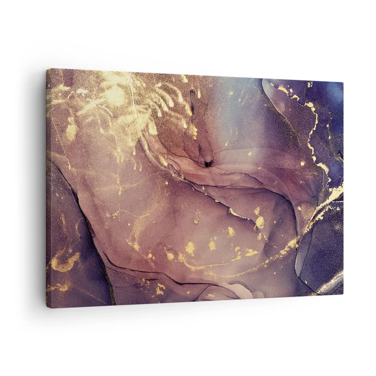 Impression sur toile - Image sur toile - Composition abstraite aux nuances d'or et de violet - 70x50cm - Matière et esprit - Décoration murale moderne pour le salon et la chambre ARTTOR