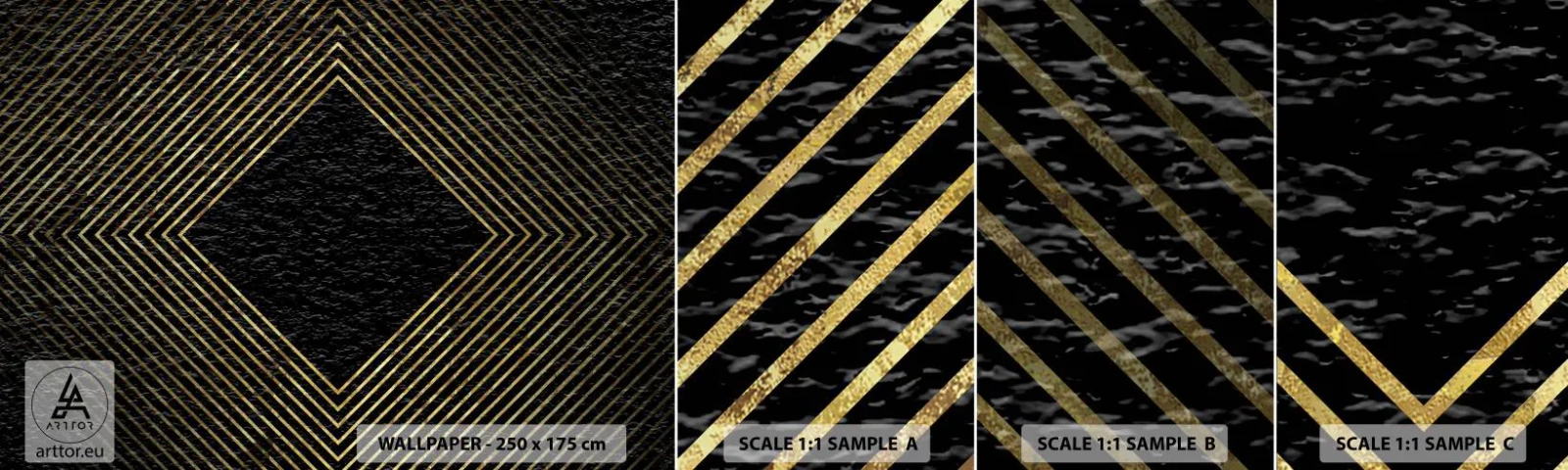 Échantillon de Papier Peint Autocollant Deluxe Sticker - Géométrie dans un style glamour - Art Déco, Moderne, Charme - 100x30 cm