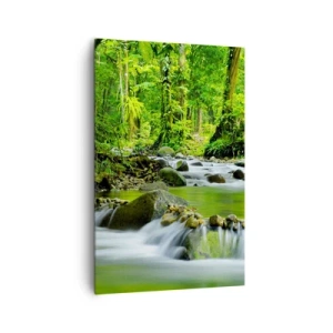 Impression sur toile - Image sur toile - Un ruisseau dans une forêt tropicale luxuriante - 80x120cm - Nager dans un océan de verdure - Décoration murale moderne pour le salon et la chambre ARTTOR