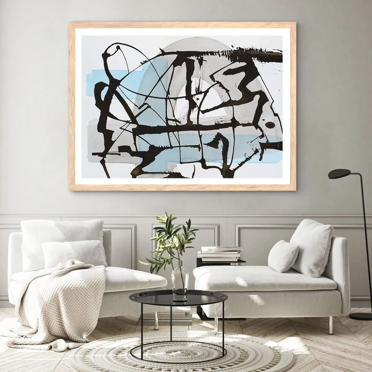 Affiche dans un chêne clair - Poster - Bleu malgré tout - 70x50 cm