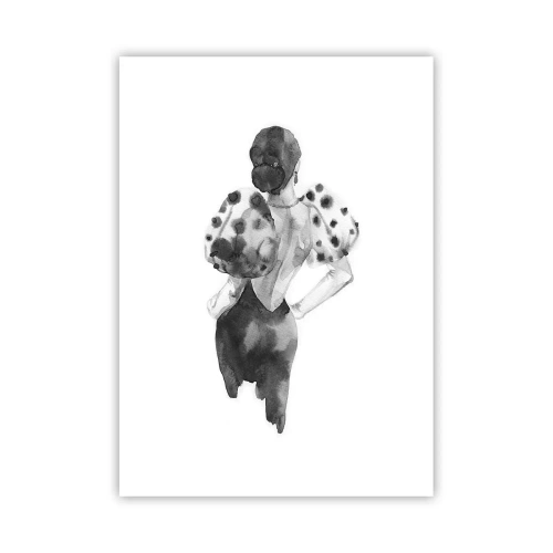 Affiche - Poster - Silhouette élégante d'une femme en noir avec un accent élégant - 50x70cm - Elle est passée juste à côté - Décoration murale moderne pour le salon et la chambre ARTTOR