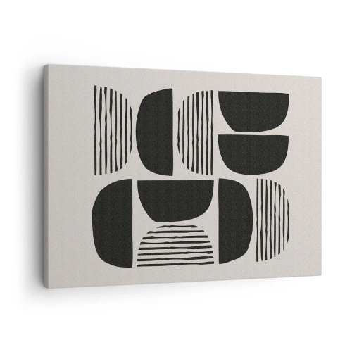 Impression sur toile - Image sur toile - Géométrie avec demi-cercles et lignes en noir sur fond clair - 70x50cm - Offres sans enthousiasme - Décoration murale moderne pour le salon et la chambre ARTTOR