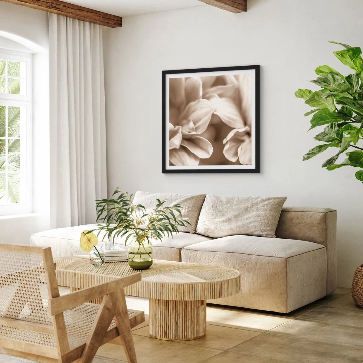 Affiche dans un cadre noir - Poster - Doux comme un sourire - 30x30 cm