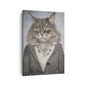 Impression sur toile - Image sur toile - Un triptyque avec des figures animales en vêtements élégants sur un fond stylisé - 50x70cm - La fourrure revient à la mode - Décoration murale moderne pour le salon et la chambre ARTTOR