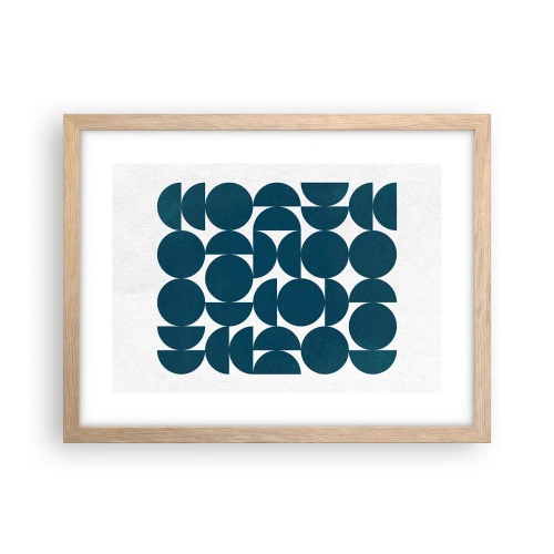 Affiche dans un chêne clair - Poster - Cercles et demi-cercles - 40x30 cm