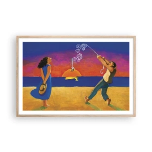 Affiche dans un chêne clair - Poster - Plus qu'une étoile dans le ciel - 91x61 cm