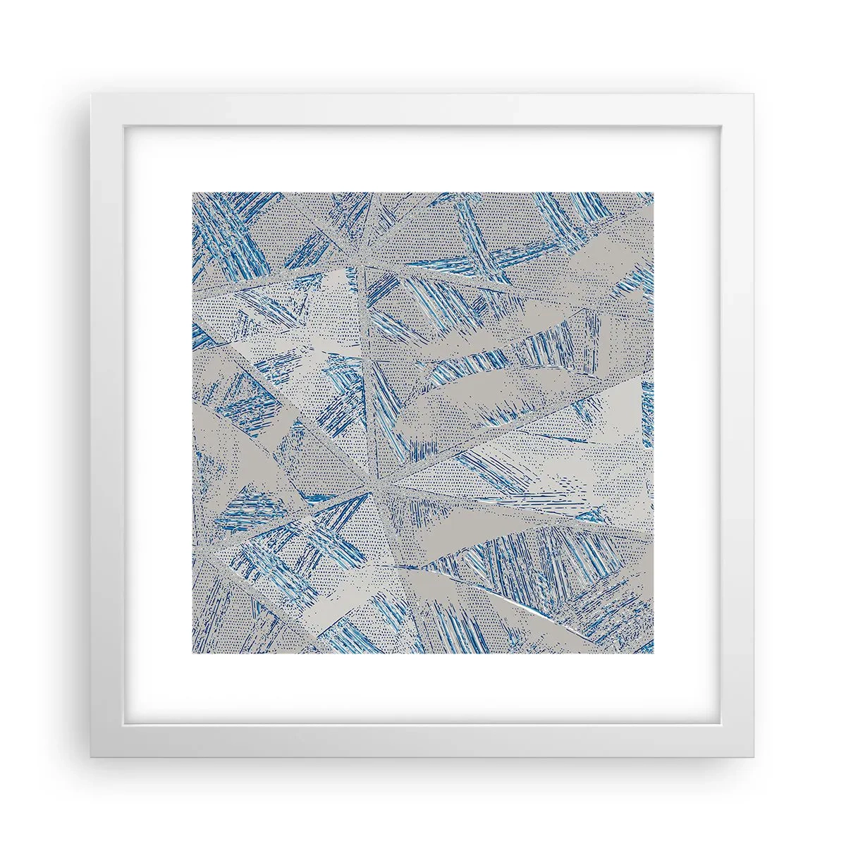 Affiche dans un cadre blanc - Poster - Dans un labyrinthe bleu-gris - 30x30 cm