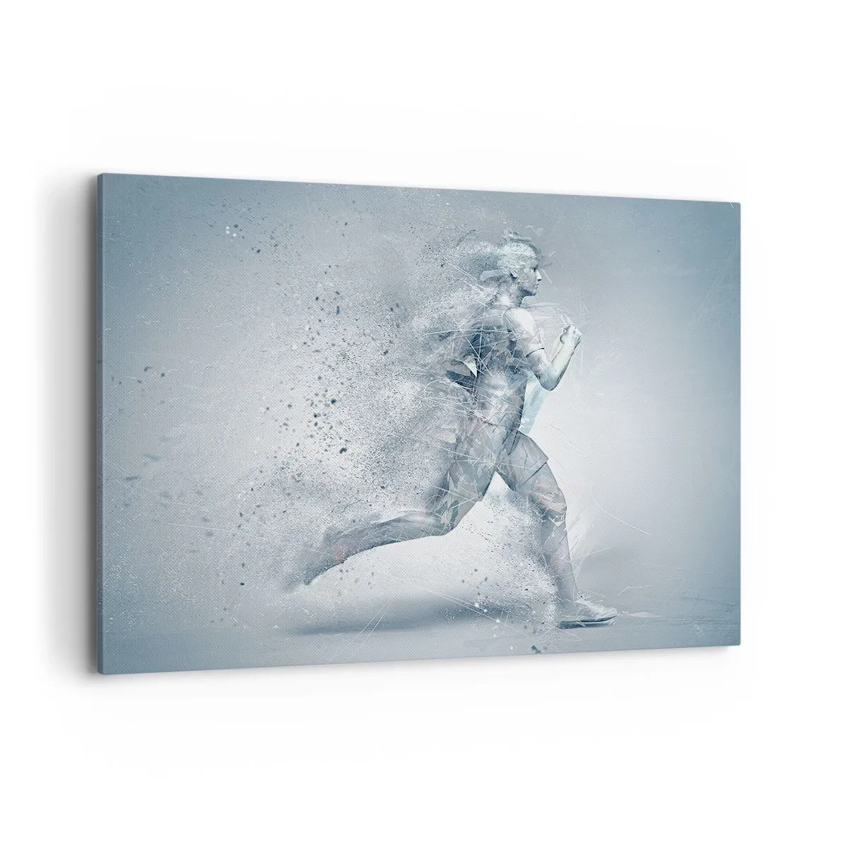 Impression sur toile - Image sur toile - Une figure dynamique courant dans un style abstrait - 120x80cm - Une énergie cristalline - Décoration murale moderne pour le salon et la chambre ARTTOR