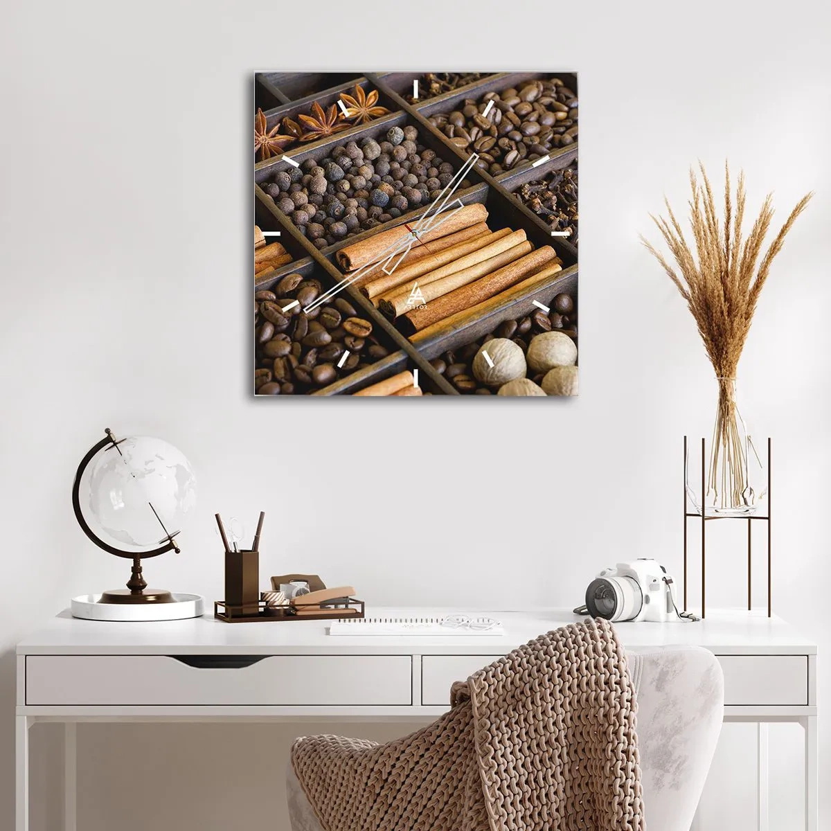 Horloge murale - Pendule murale - Trésor d'arômes - 40x40 cm