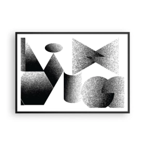 Affiche dans un cadre noir - Poster - Géométrie composée d'angles et de formes ovales - 100x70cm - Angles et ovales - Décoration murale moderne pour le salon et la chambre ARTTOR