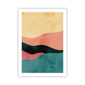 Affiche - Poster - Vagues abstraites colorées dans des tons pastel - 50x70cm - Conformité non-conforme - Décoration murale moderne pour le salon et la chambre ARTTOR