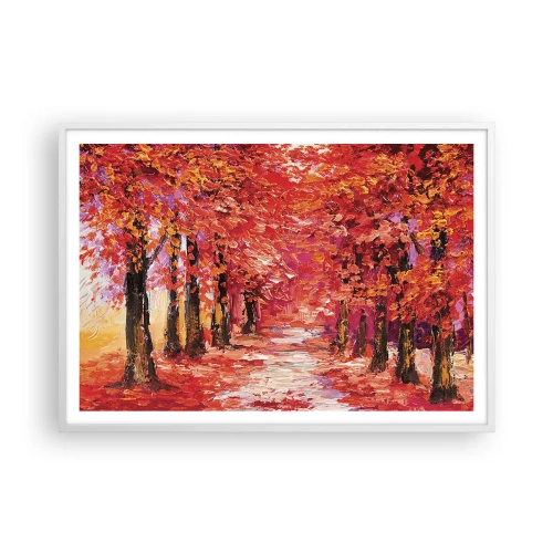 Affiche dans un cadre blanc - Poster - Impression d'automne - 100x70 cm