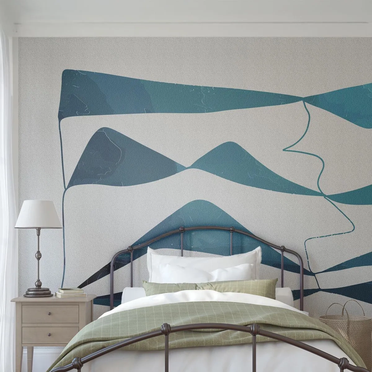 Papier Peint Photo Premium Canvas - Abstraction : composé turquoise - Minimalisme, Éléments, Abstraction - 300x210 cm