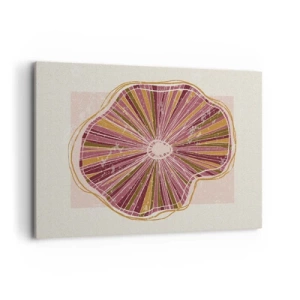 Impression sur toile - Image sur toile - Motif abstrait de tranches d'arbre dans des tons roses - 120x80cm - Abstraction rayonnante - Décoration murale moderne pour le salon et la chambre ARTTOR