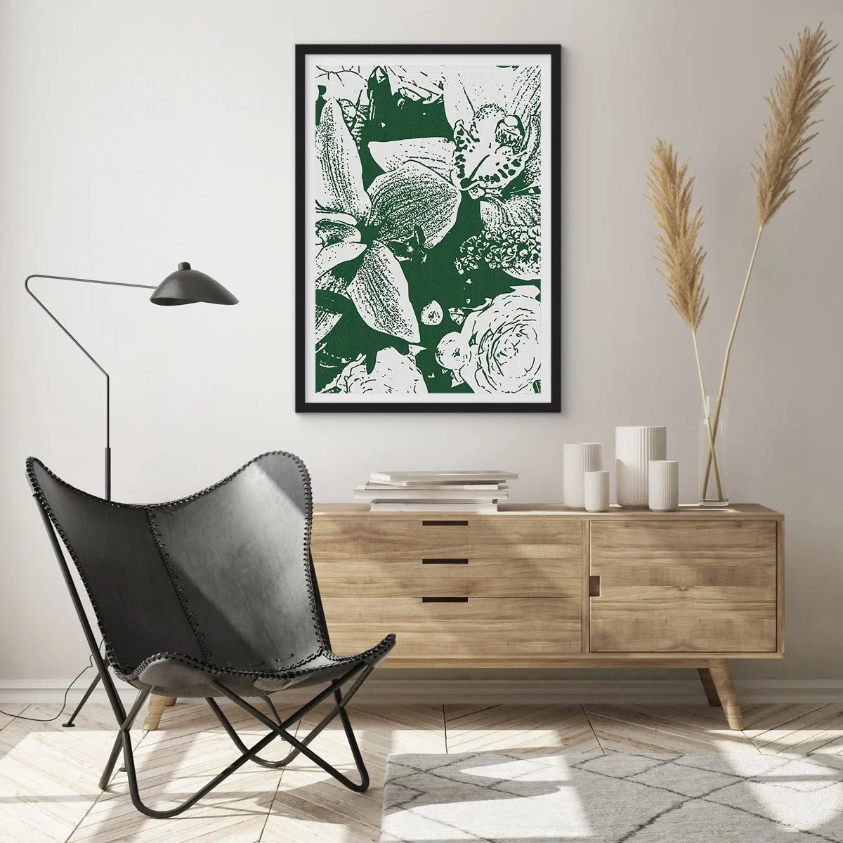 Affiche dans un cadre noir - Poster - Bouquet - le monde du vert - 40x50 cm